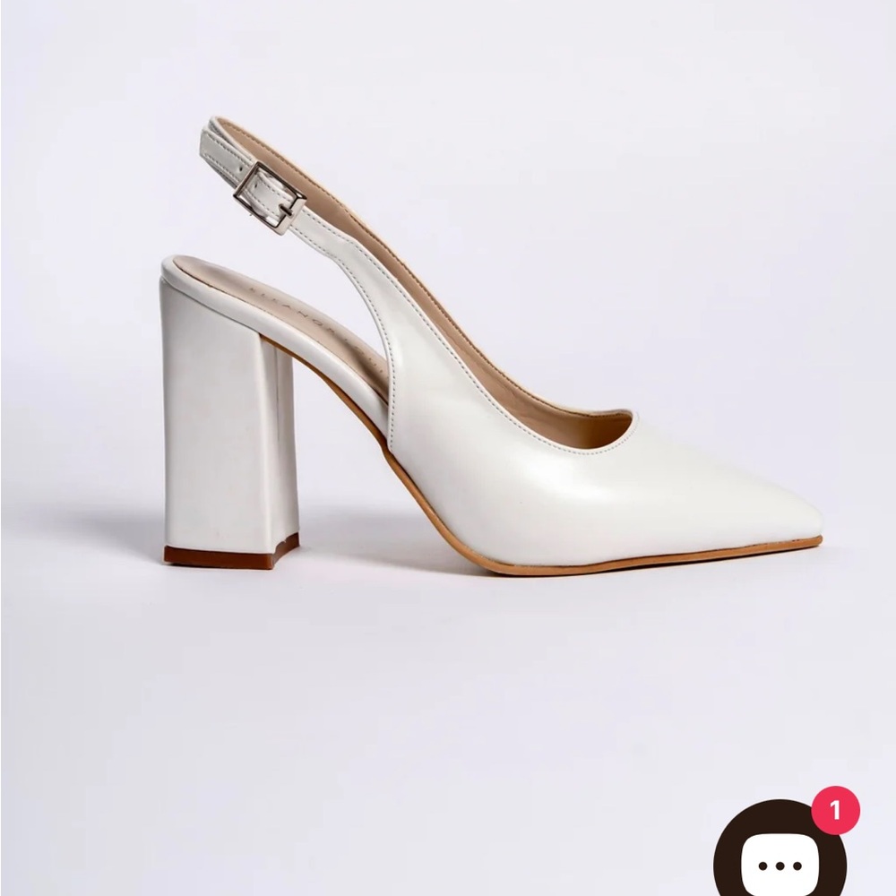 Elegant White Block Heel Slingbacks